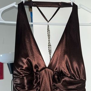Silky brown maxi dress (OXOXO Collection)
